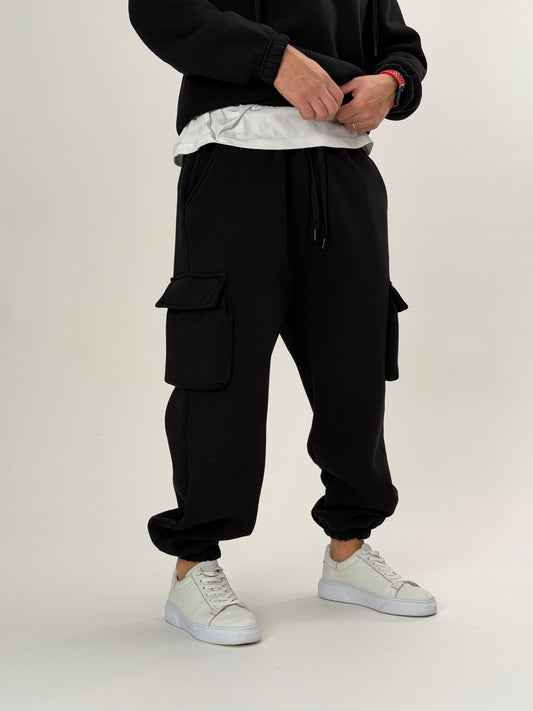 Siyah Cepli Jogger Pantolon