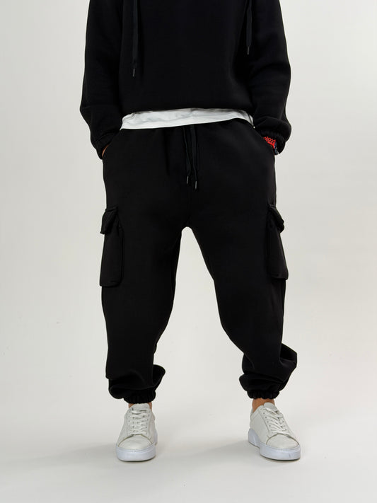 Siyah Cepli Jogger Pantolon