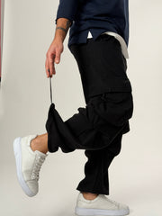 Siyah Büzgülü Cepli Jogger Pantolon