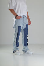 Premium Kalite İki Renk Patchwork Baggy Pantolon