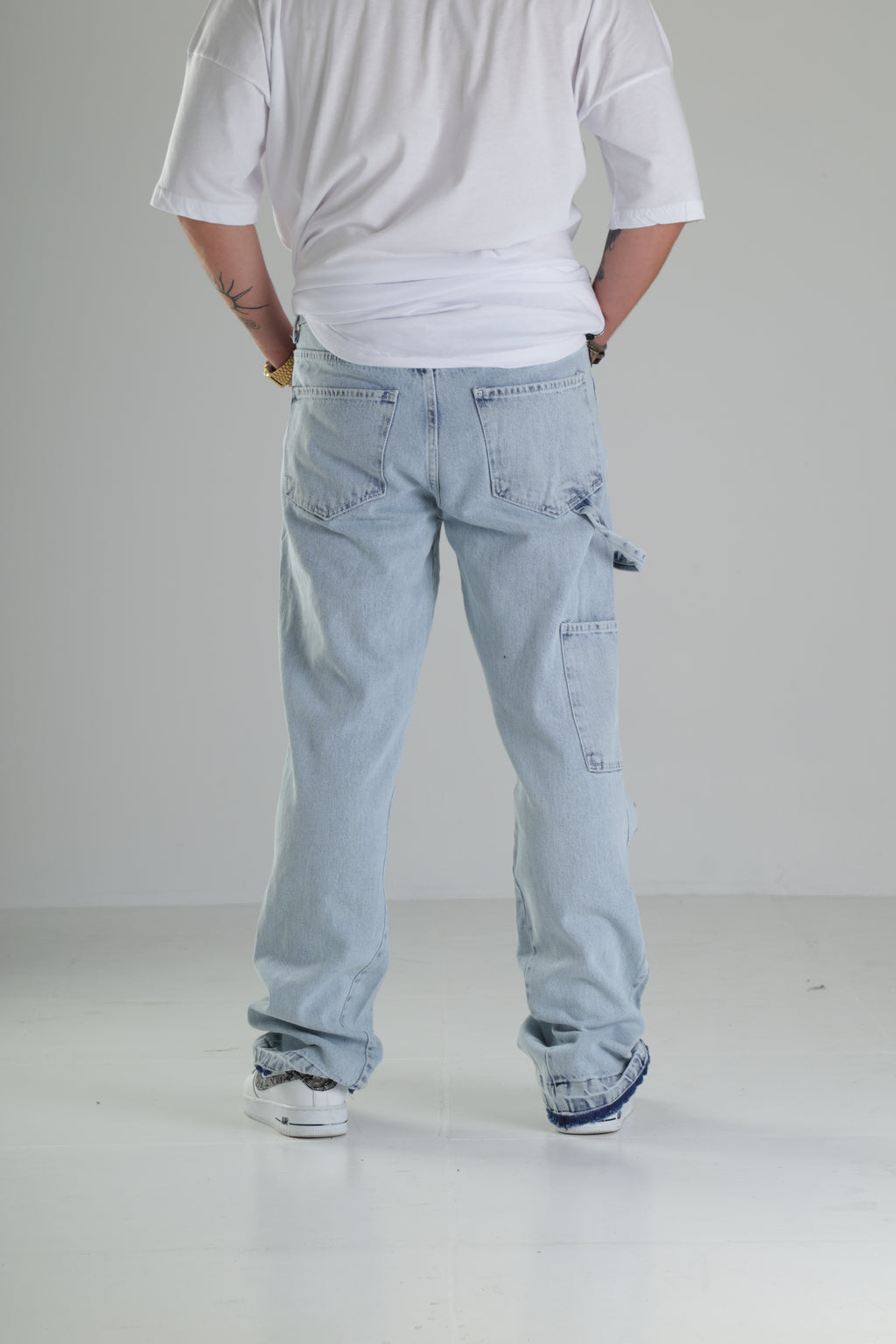 Premium Kalite İki Renk Patchwork Baggy Pantolon