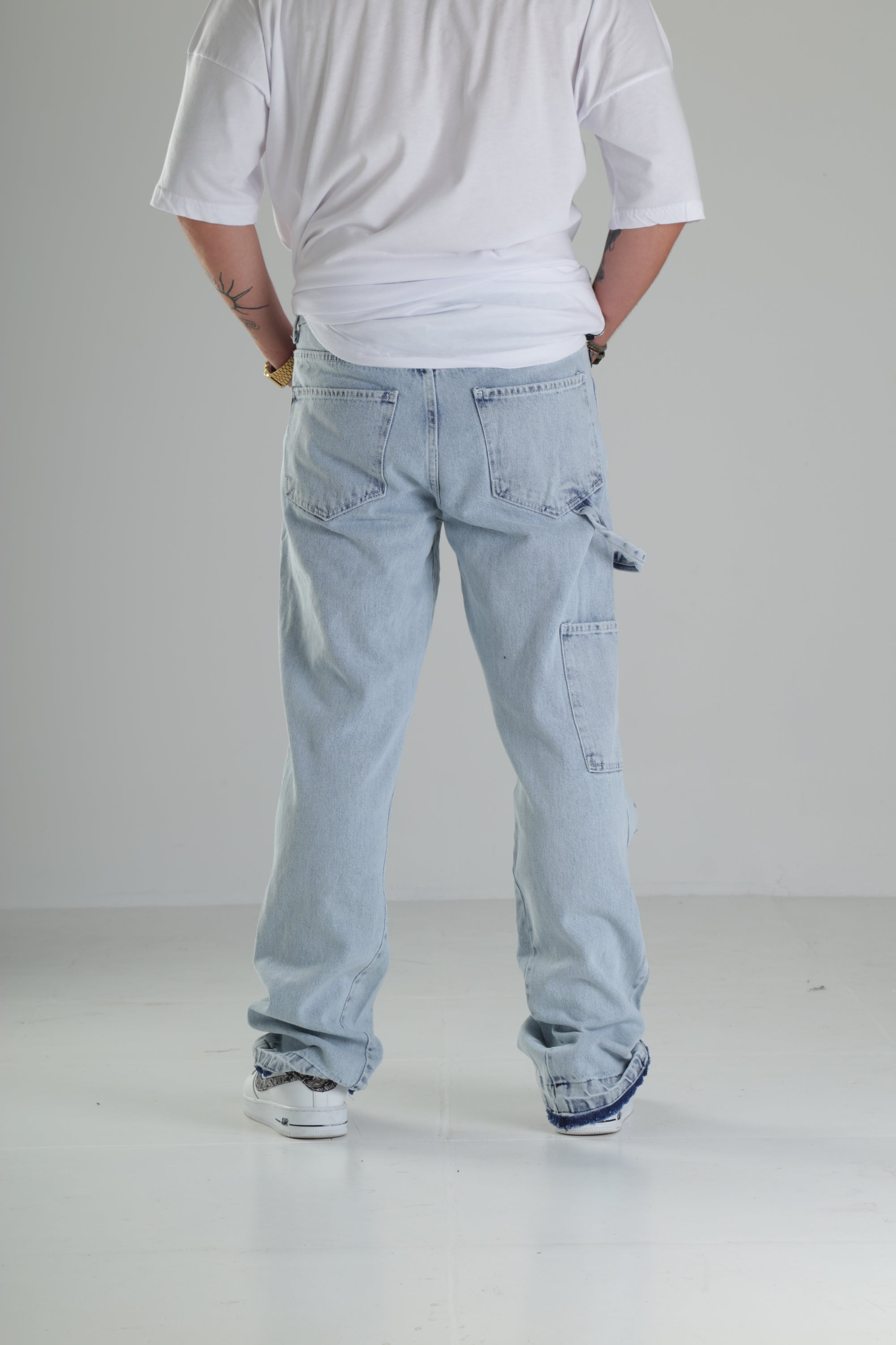 Premium Kalite İki Renk Patchwork Baggy Pantolon