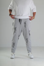 Gri Siyah Desenli Rahat Kesim Pantolon - Premium