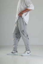 Gri Siyah Desenli Rahat Kesim Pantolon - Premium