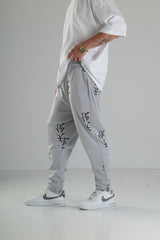 Gri Siyah Desenli Rahat Kesim Pantolon - Premium