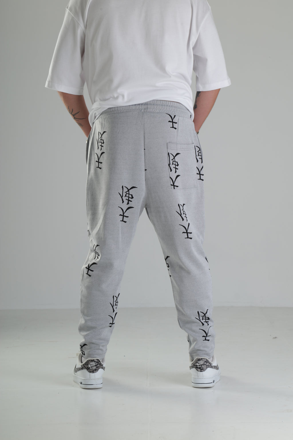 Gri Siyah Desenli Rahat Kesim Pantolon - Premium