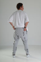 Gri Siyah Desenli Rahat Kesim Pantolon - Premium