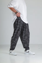 Wave Desen Baggy Pantolon – Siyah
