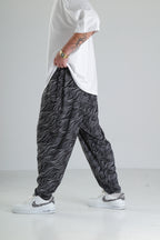 Wave Desen Baggy Pantolon – Siyah