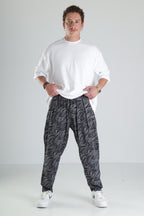 Wave Desen Baggy Pantolon – Siyah