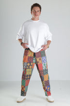 Patchwork Desen Baggy Pantolon – Renkli