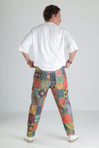 Patchwork Desen Baggy Pantolon – Renkli