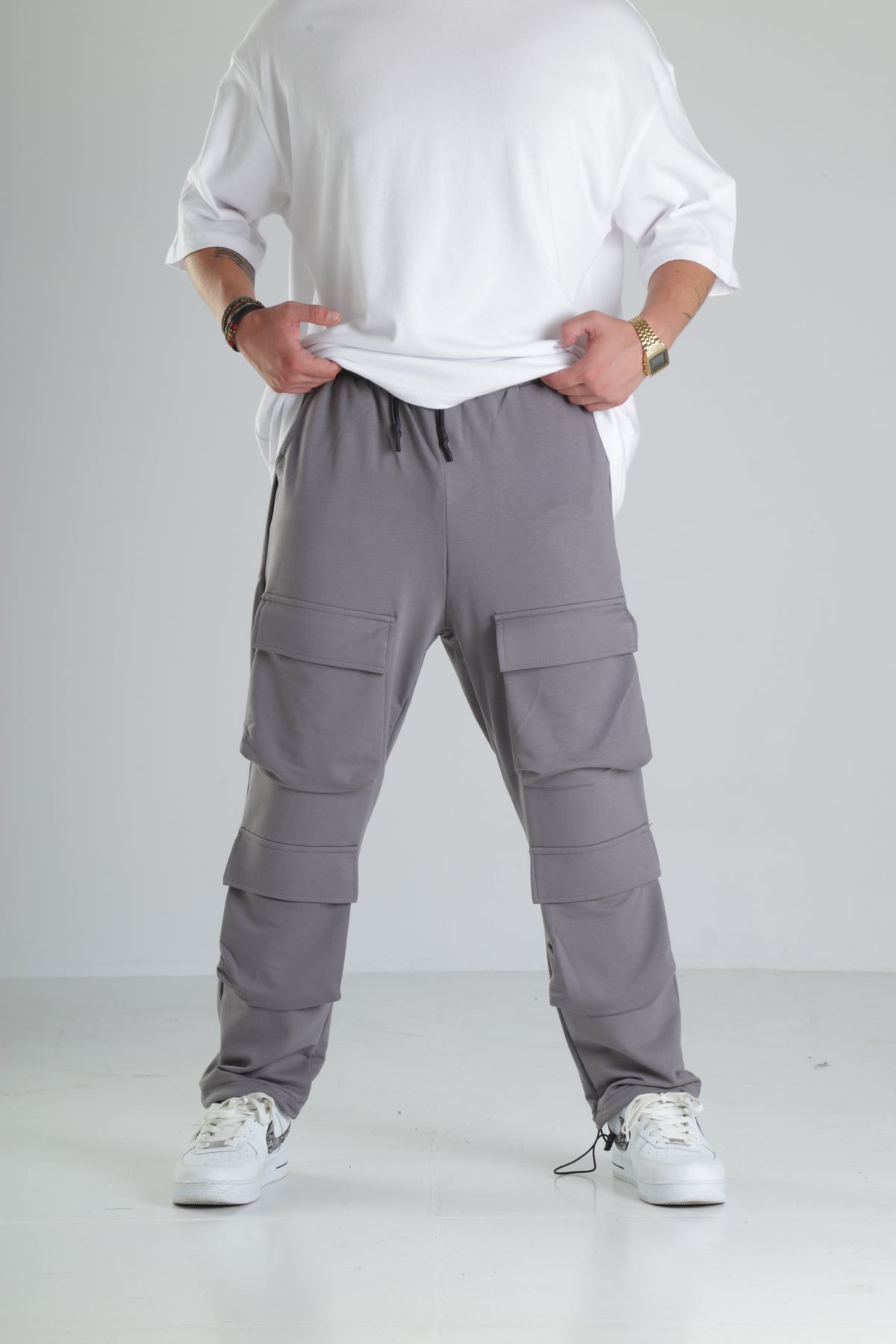 Gri Çok Cepli Kargo Pantolon