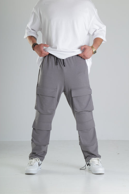 Gri Çok Cepli Kargo Pantolon