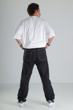 Siyah Yırtık Detaylı Baggy Jean Pantolon
