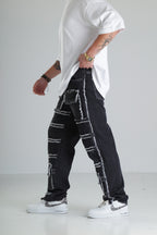 Siyah Yırtık Detaylı Baggy Jean Pantolon