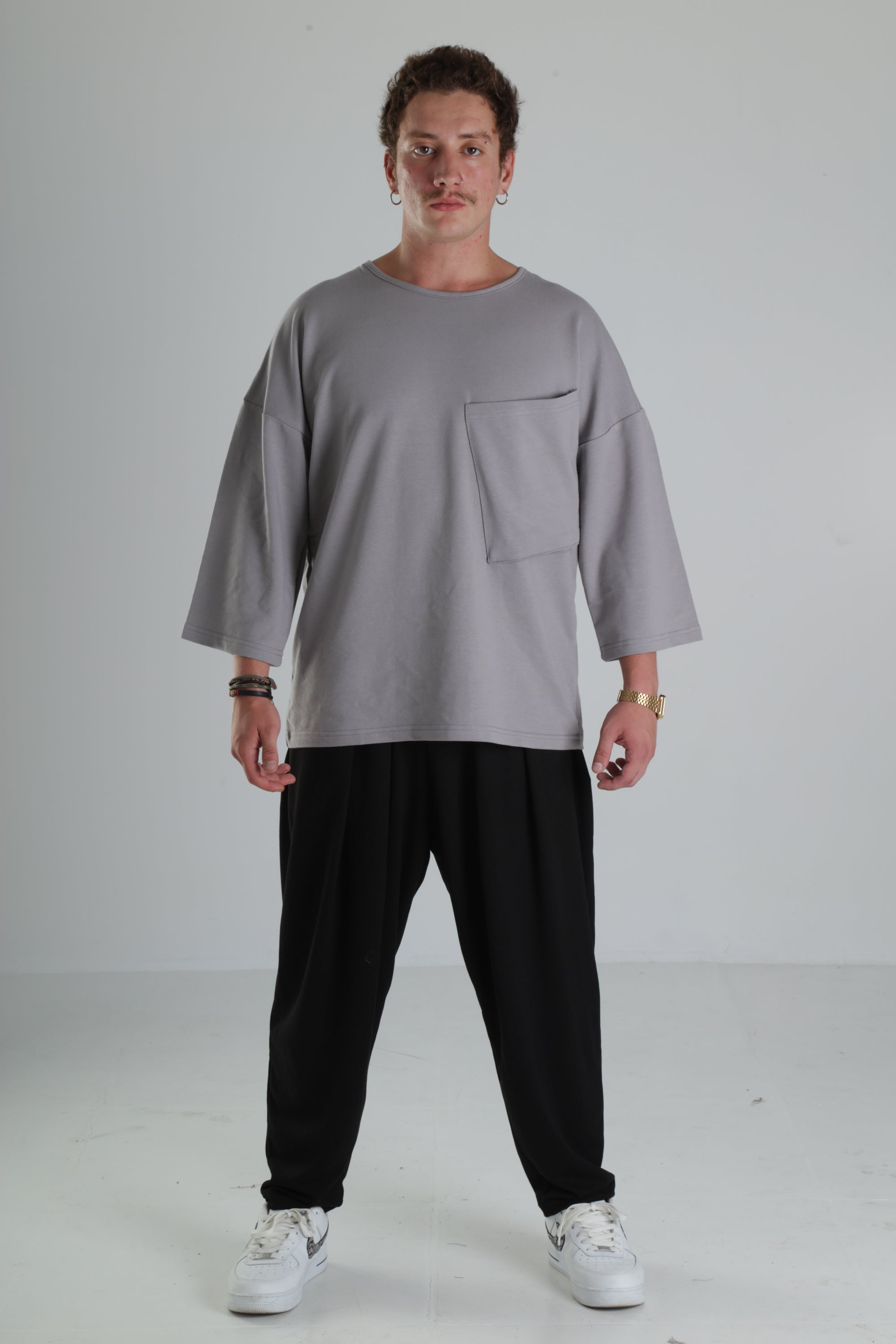 Oversize Cepli T-Shirt - Gri
