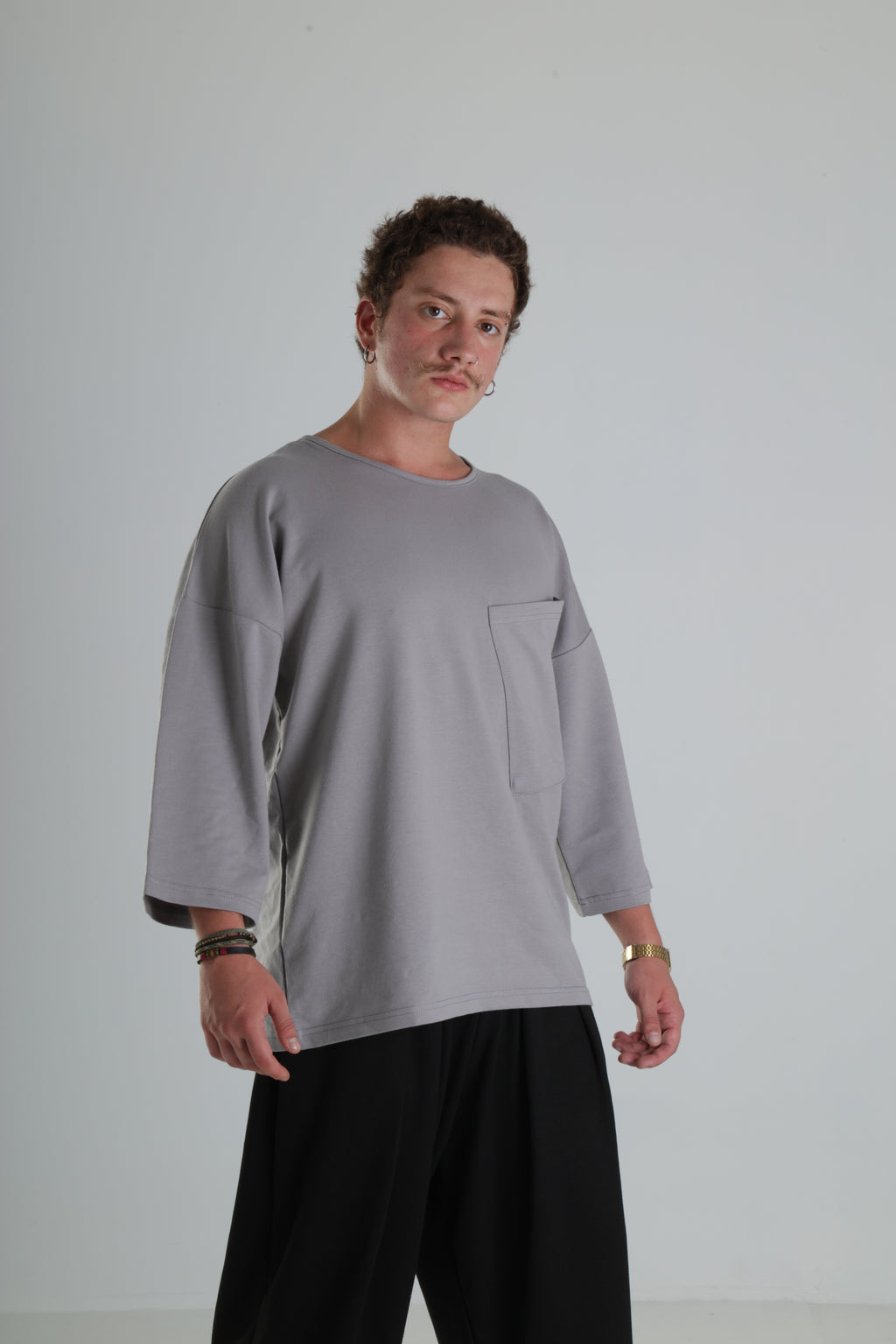 Oversize Cepli T-Shirt - Gri