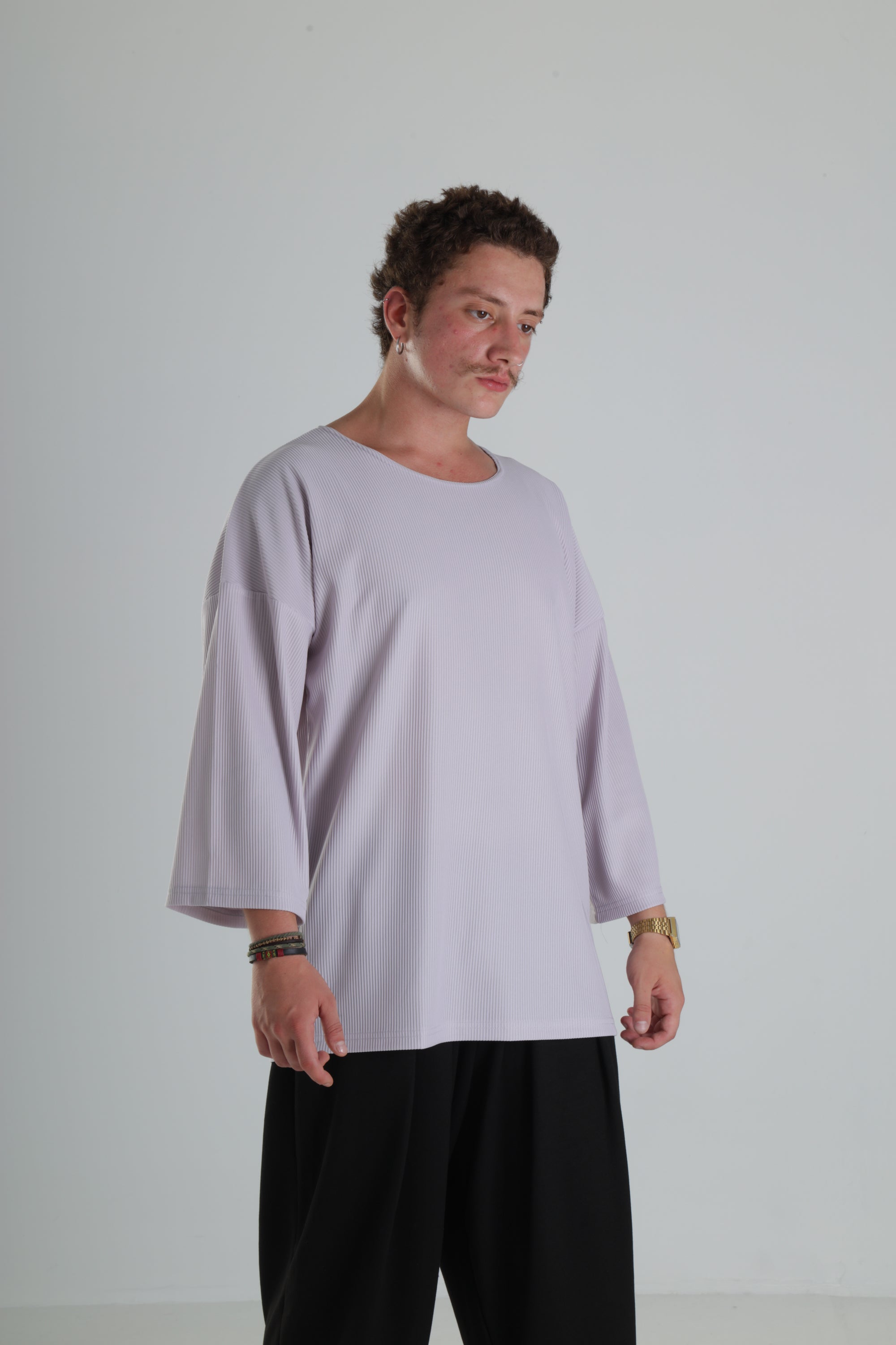 Oversize Basic T-Shirt - Açık Lila Ürün ikincil görseli