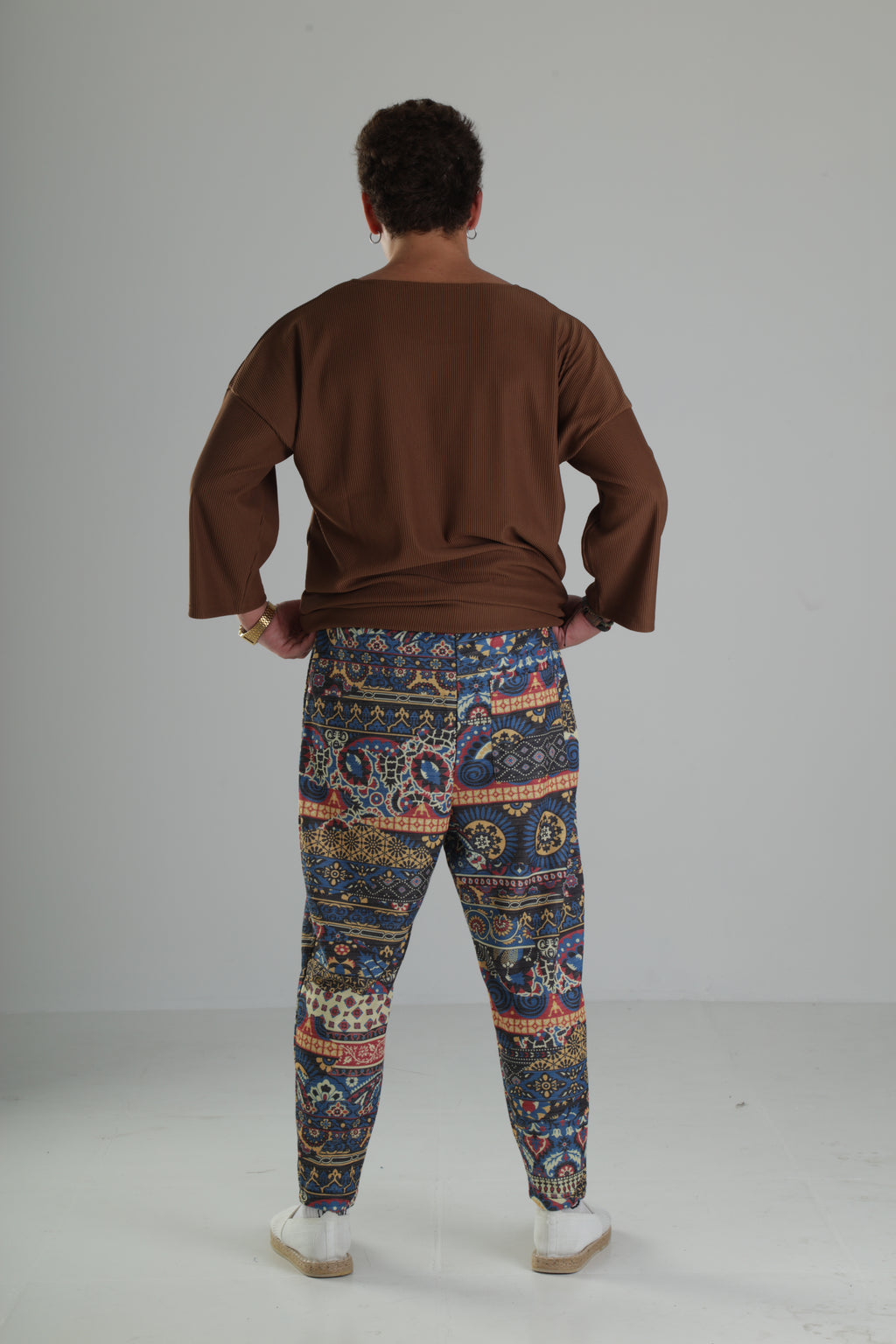 Etnik Desenli Rahat Kesim Pantolon - Premium