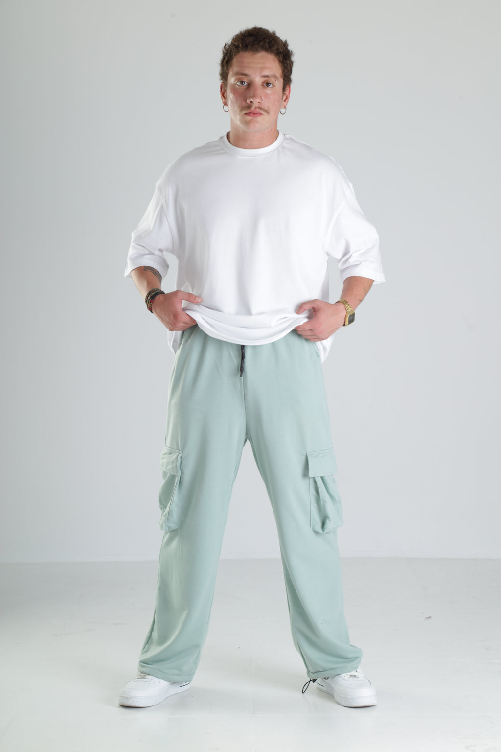Mint Yeşili Relax Fit Cepli Kargo Pantolon