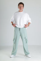 Mint Yeşili Relax Fit Cepli Kargo Pantolon