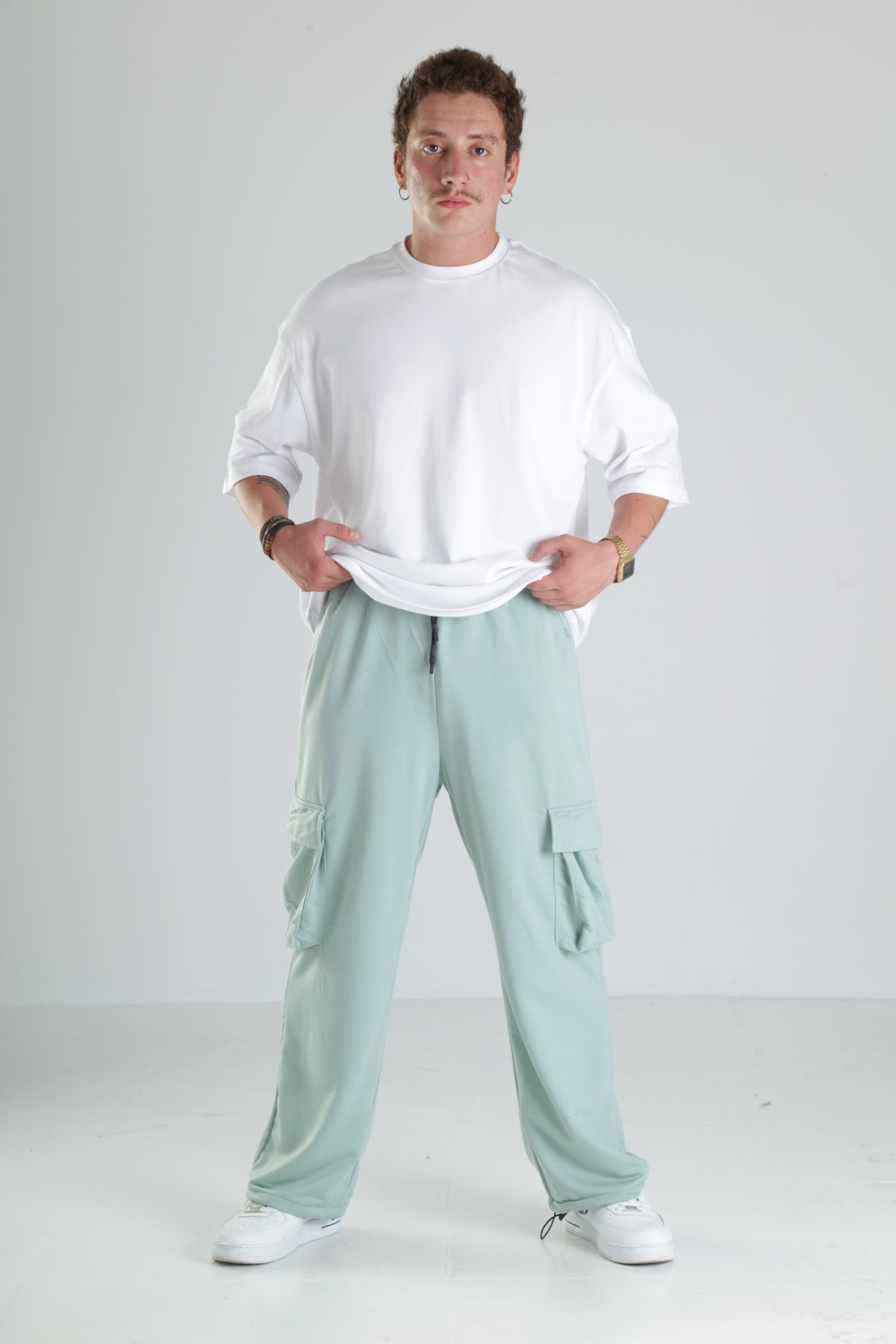 Mint Yeşili Relax Fit Cepli Kargo Pantolon