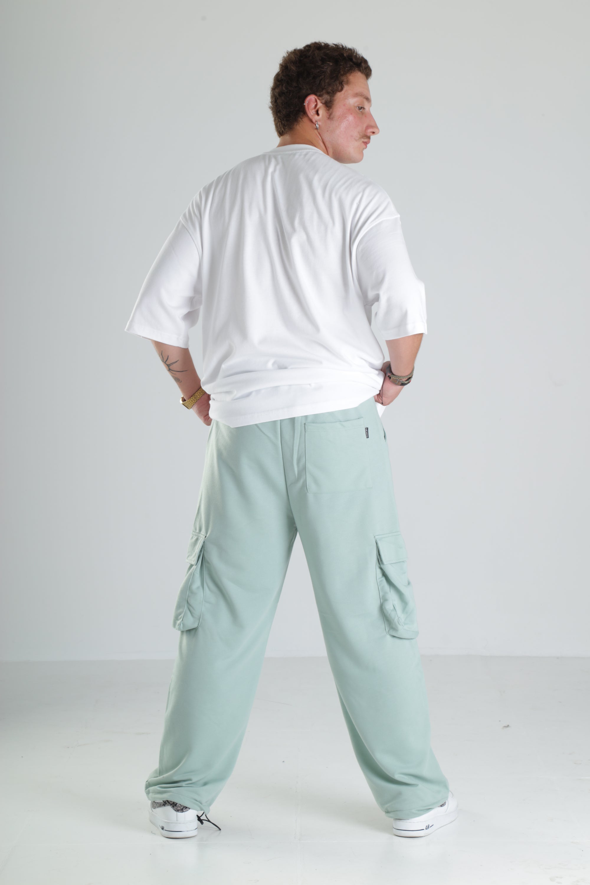 Mint Yeşili Relax Fit Cepli Kargo Pantolon