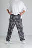 Japon Desen Siyah Baggy Pantolon