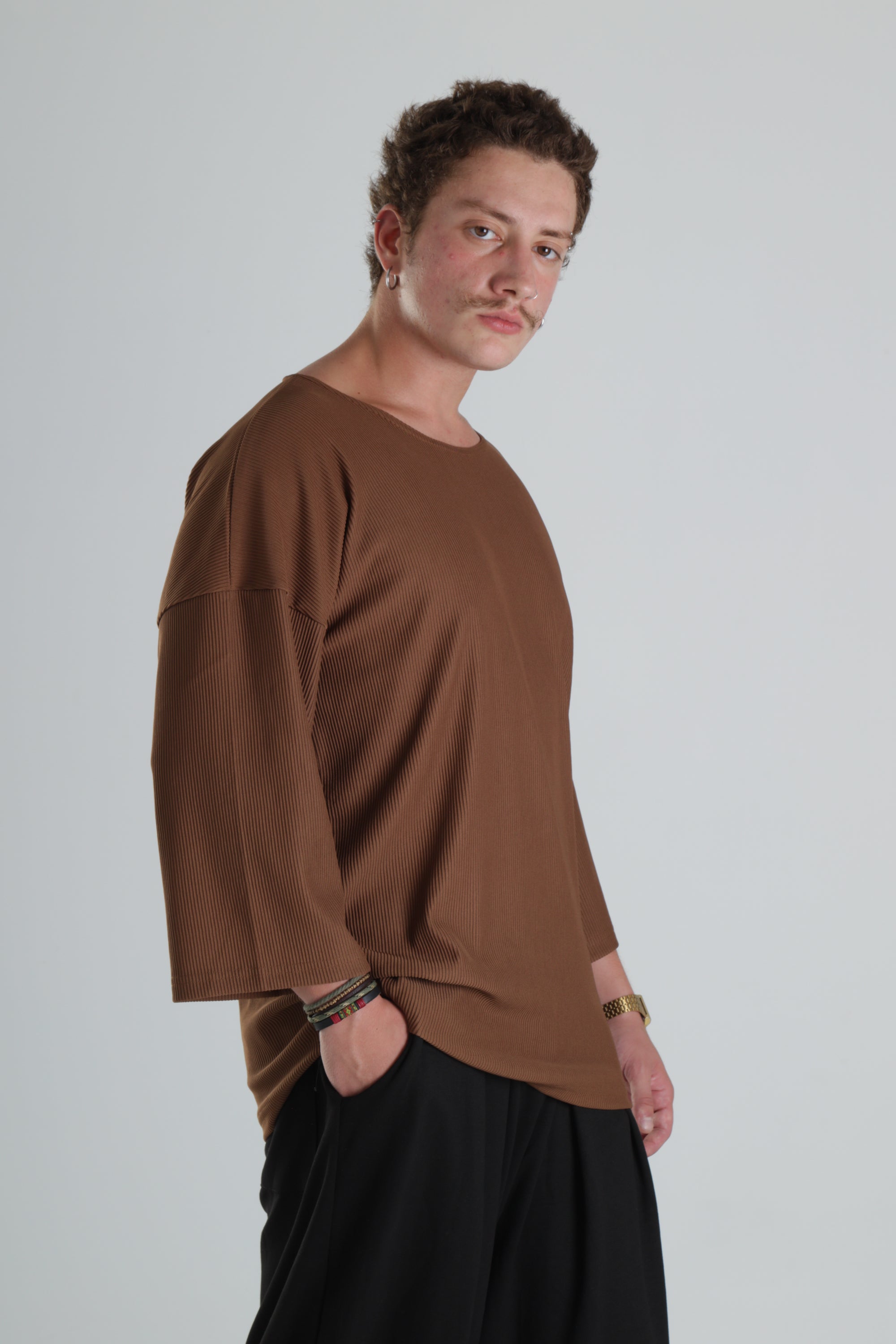 Ribana Oversize T-Shirt - Kahverengi Ürün ikincil görseli