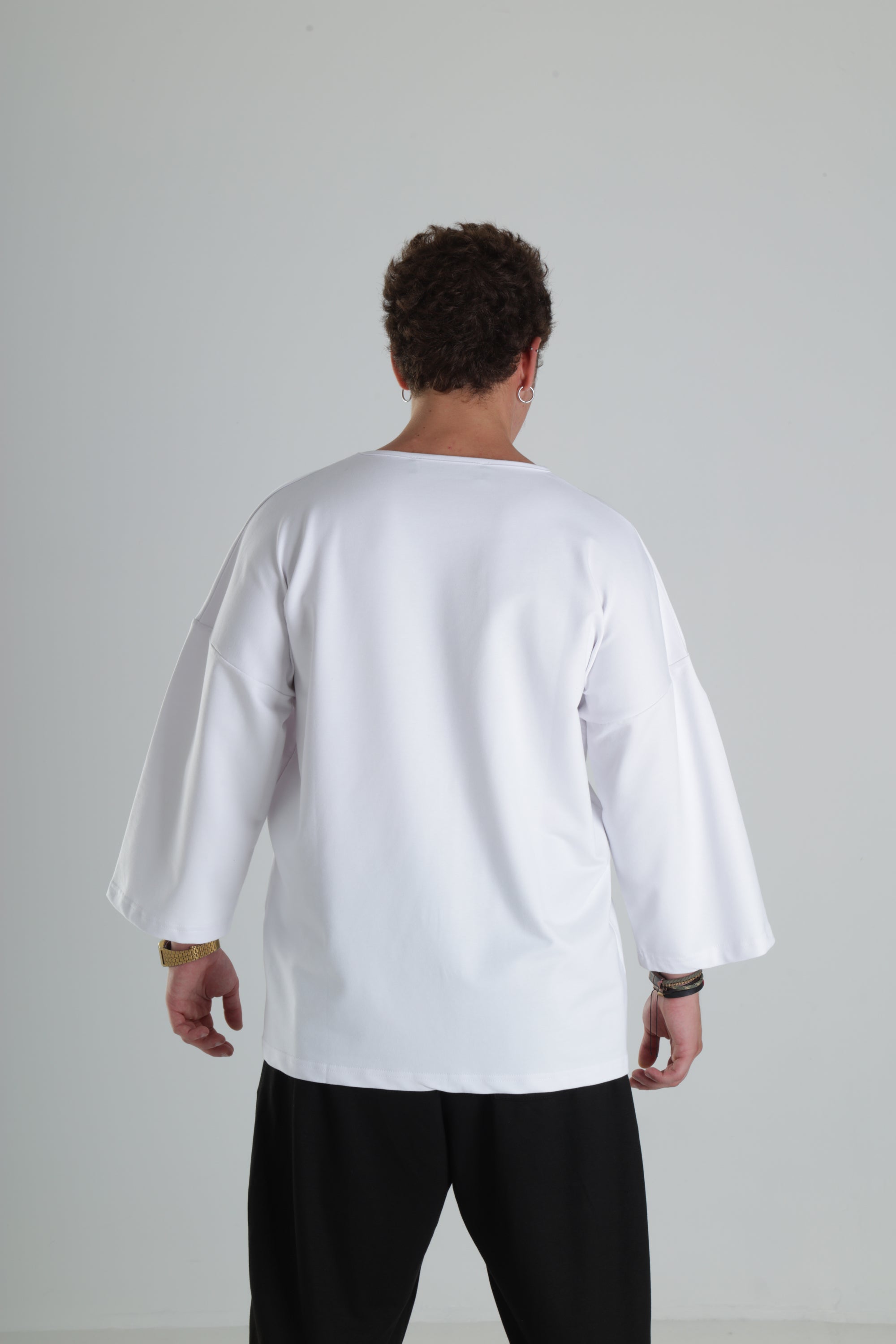 Oversize Cepli T-Shirt - Beyaz