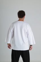 Oversize Cepli T-Shirt - Beyaz