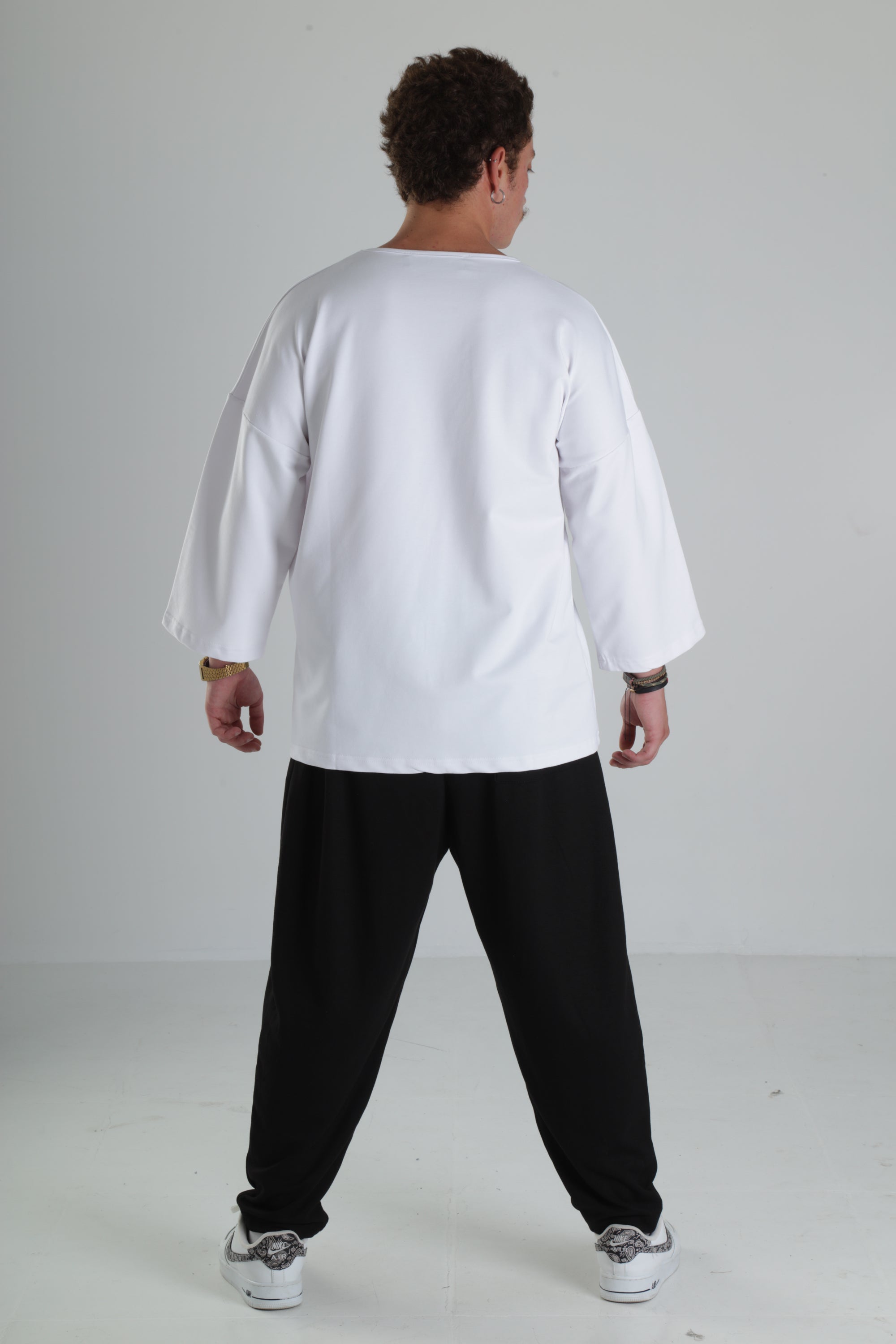 Oversize Cepli T-Shirt - Beyaz