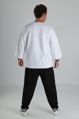 Oversize Cepli T-Shirt - Beyaz
