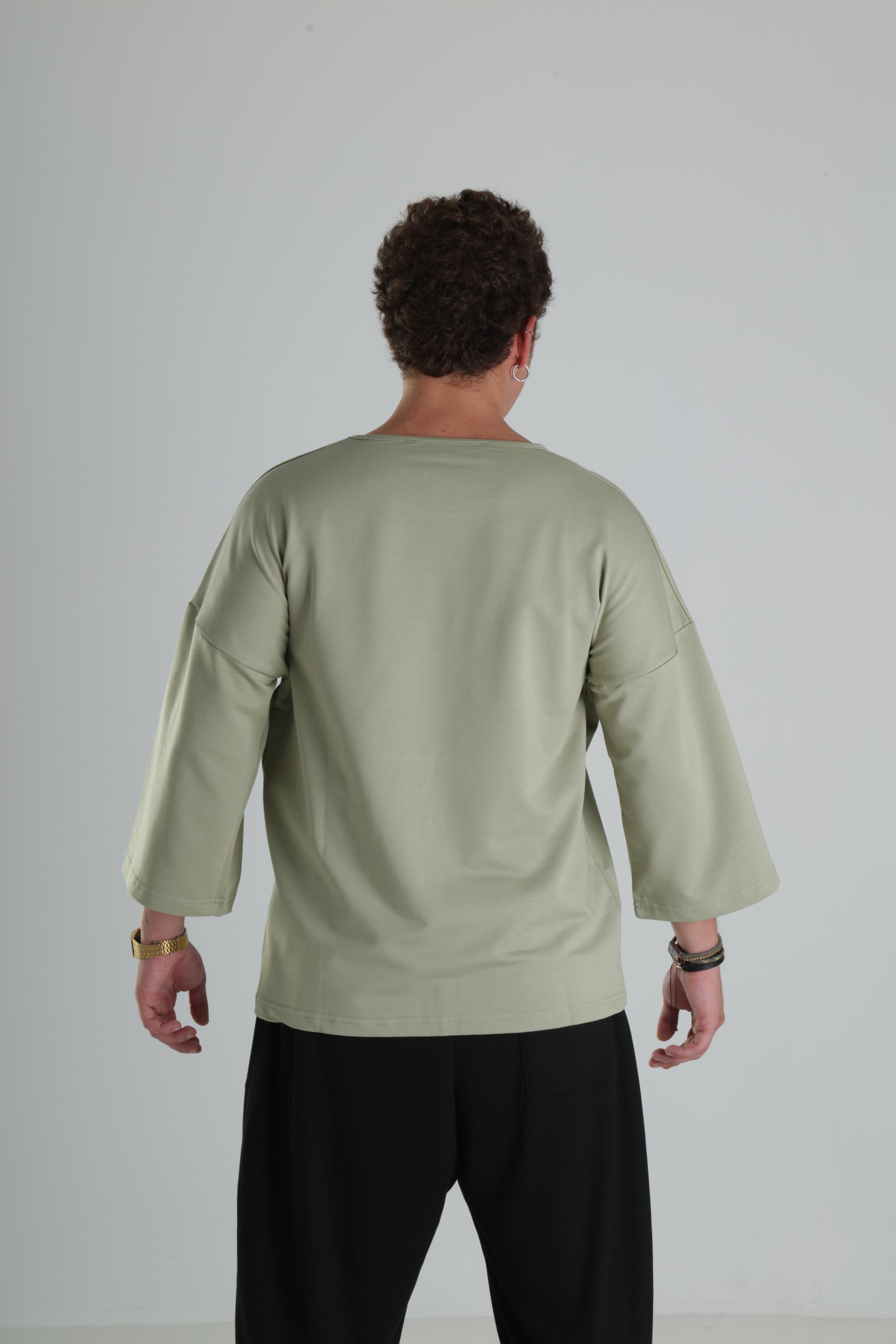 Oversize Cep Detaylı T-Shirt - Açık Haki