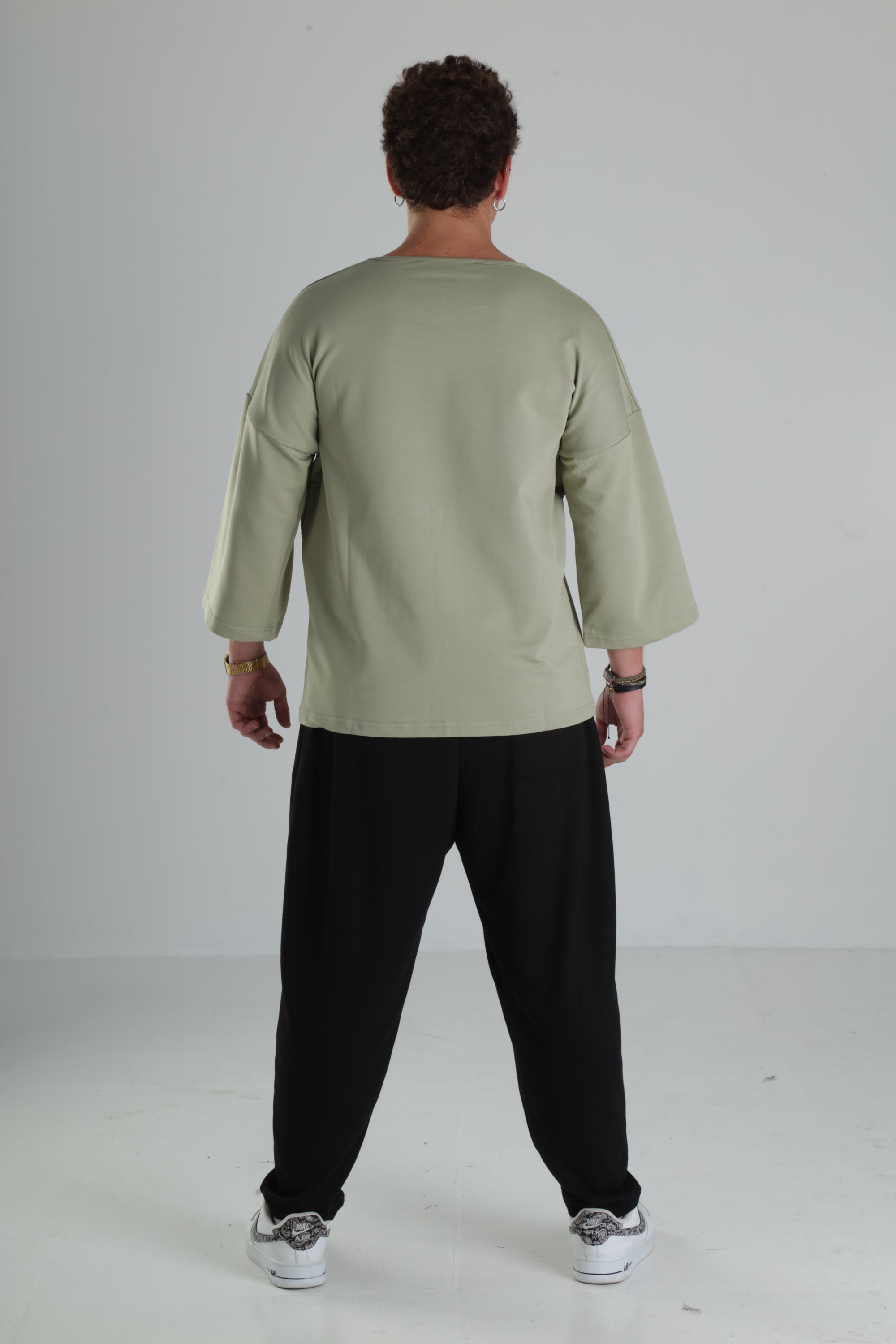 Oversize Cep Detaylı T-Shirt - Açık Haki