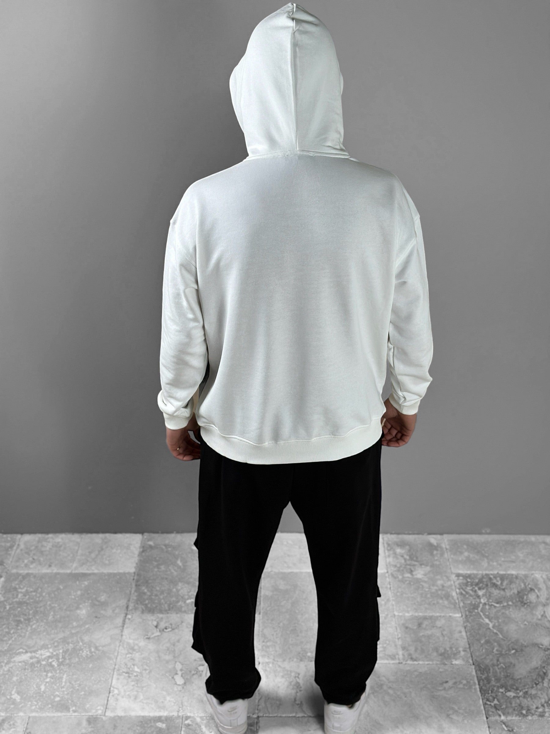 Üç İplik Beyaz Thomas Hoodie