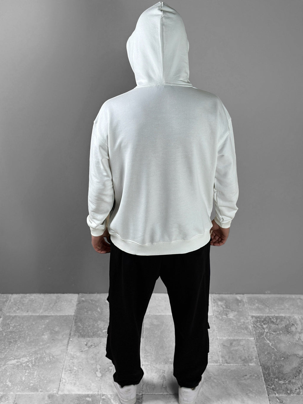 Üç İplik Beyaz Thomas Hoodie